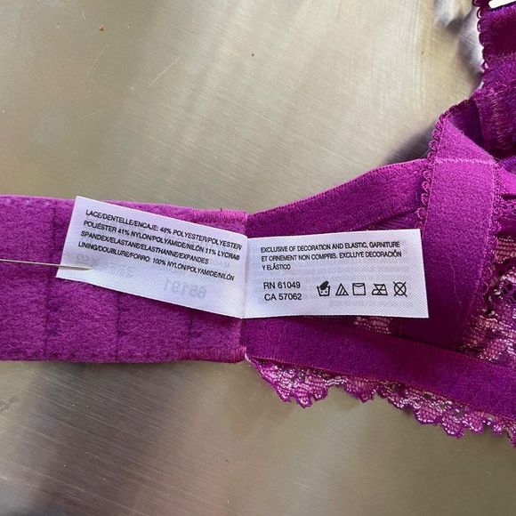 Wacoal Purple and White Embrace Lace® Unlined Underwire Bra Size 36DD - Picture 6 of 7